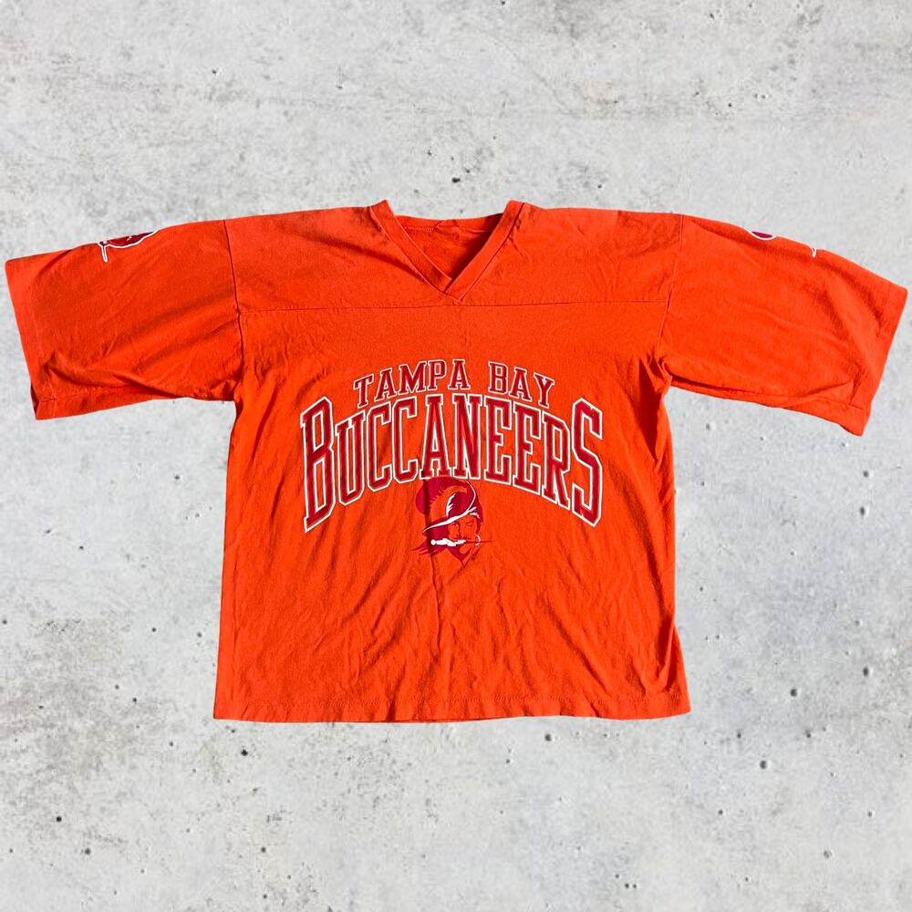 Vintage 1992 Tampa Bay Buccaneers Creamsicle V-Neck T-Shirt Small